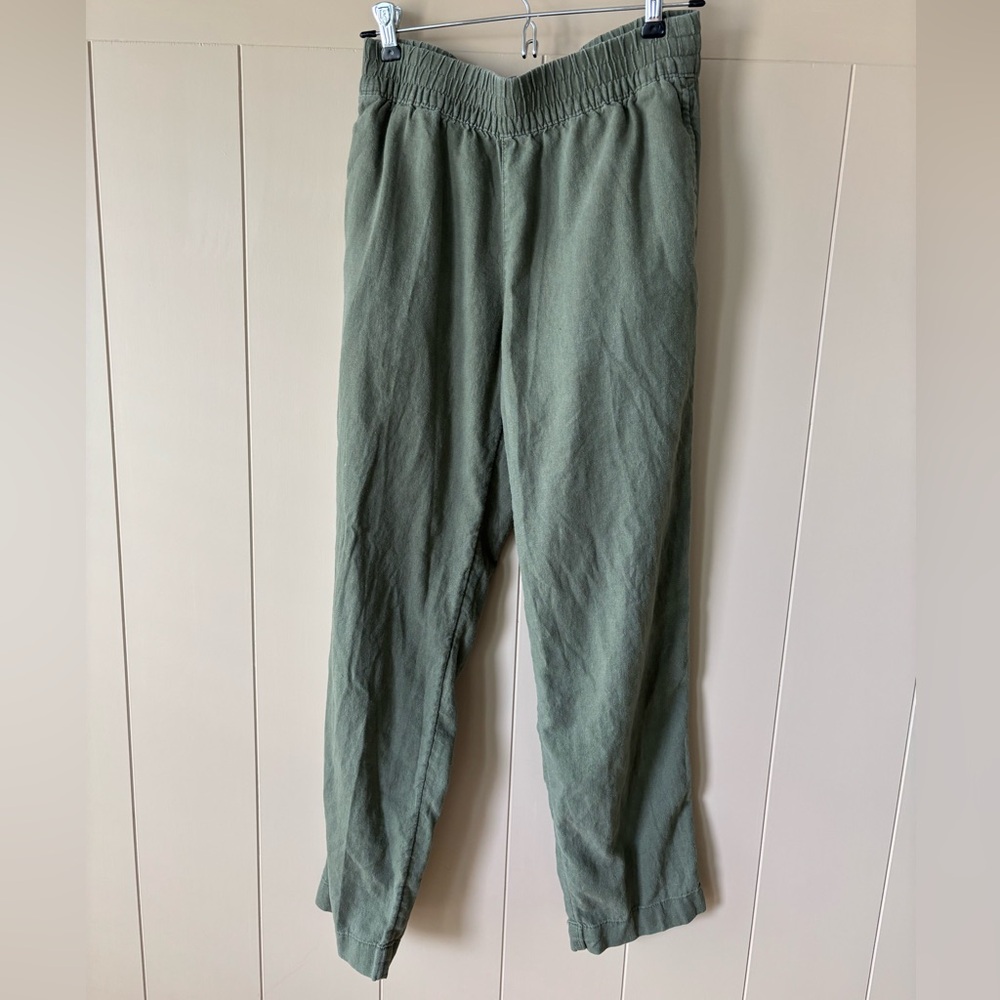 Green linen pants